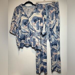 PJ Salvage Blue and Cream Marble Pajama Set